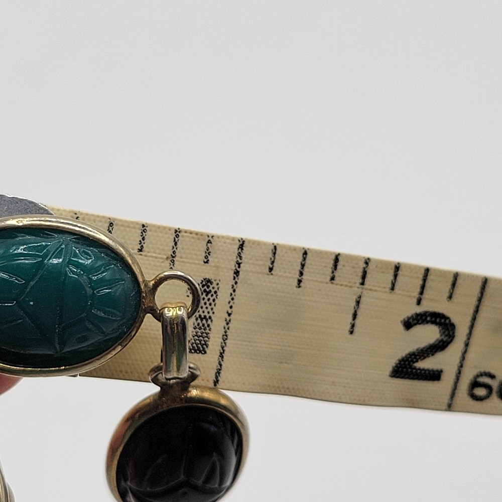 VTG Coro Scarab Bracelet | Gold Tone with Multicolored Carved Stones | SIGNED - Picture 6 of 7